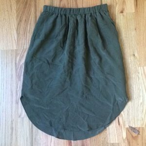 NWT madewell silk knee length skirt olive XS 0